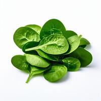 AI generated fresh spinach on white background photo