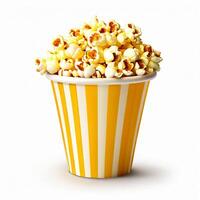 AI generated paper cup fresh popcorn on white background photo