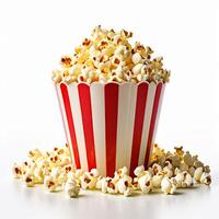 AI generated paper cup fresh popcorn on white background photo