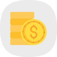 Coin Flat Curve Icon vector