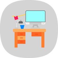 espacio de trabajo plano curva icono vector