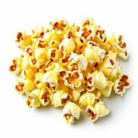 AI generated paper cup fresh popcorn on white background photo