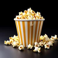 AI generated paper cup fresh popcorn on white background photo