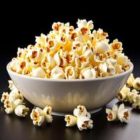 AI generated paper cup fresh popcorn on white background photo