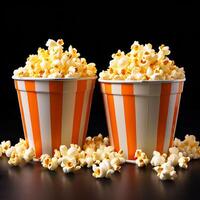 AI generated paper cup fresh popcorn on white background photo