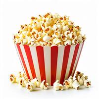 AI generated paper cup fresh popcorn on white background photo