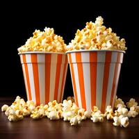 AI generated paper cup fresh popcorn on white background photo