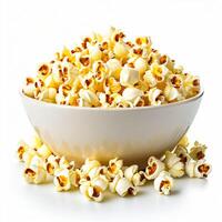 AI generated paper cup fresh popcorn on white background photo