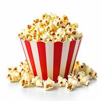 AI generated paper cup fresh popcorn on white background photo