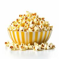 AI generated paper cup fresh popcorn on white background photo