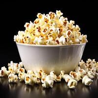 AI generated paper cup fresh popcorn on white background photo