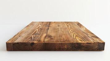 AI generated Wooden board on white background photo