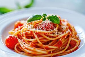 ai generado napolitano espaguetis rápido y conveniente congelado comida foto
