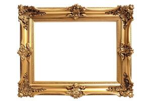 AI generated antique golden frame isolated on white background photo