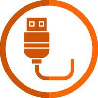 Usb Glyph Orange Circle Icon vector