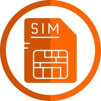 sim glifo naranja circulo icono vector