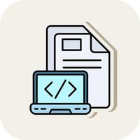 Coding Line Filled White Shadow Icon vector