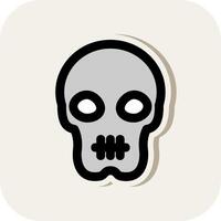 Skull Line Filled White Shadow Icon vector