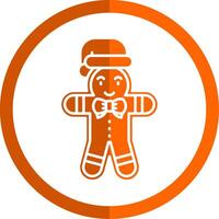 Gingerbread Glyph Orange Circle Icon vector