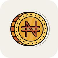 Naira Line Filled White Shadow Icon vector