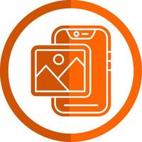 Photos Glyph Orange Circle Icon vector