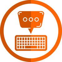 teclado glifo naranja circulo icono vector