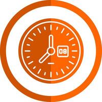 Clock Glyph Orange Circle Icon vector