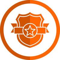 Shield Glyph Orange Circle Icon vector