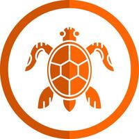 Turtle Glyph Orange Circle Icon vector