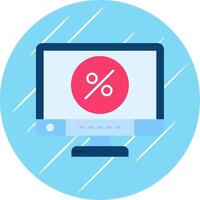 Percentage Flat Blue Circle Icon vector