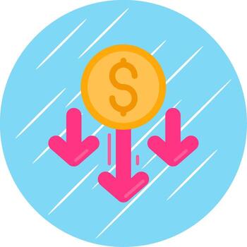 Decrease Flat Blue Circle Icon vector