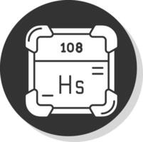 hassium glifo gris circulo icono vector