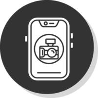 Camera Glyph Grey Circle Icon vector