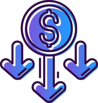 Decrease Gradient Filled Icon vector
