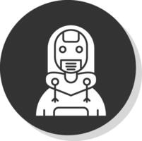 robot glifo gris circulo icono vector