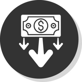 Decrease Glyph Grey Circle Icon vector