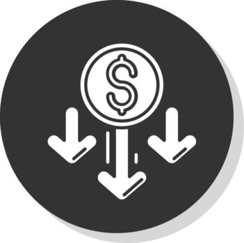 Decrease Glyph Grey Circle Icon vector