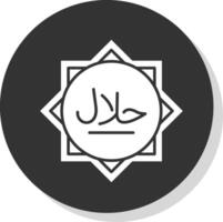 halal glifo gris circulo icono vector