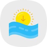 Sunset Flat Curve Icon vector