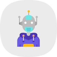 Robot Flat Curve Icon vector