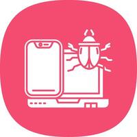 Bug Glyph Curve Icon vector