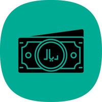 Riyal Glyph Curve Icon vector