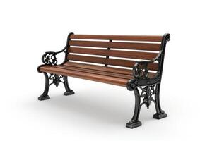 AI generated Isolated Park Bench on white background.  Park Bench  Park Bench photo