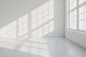 AI generated Empty white studio background photo