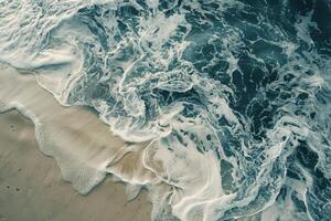 AI generated Ocean currents shape sand and create swirls. photo