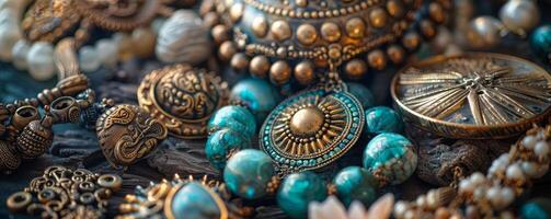 AI generated Exquisite Nautical Jewelry Collection Close-Up photo