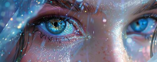 AI generated Fantasy Portrait with Sparkling Freckled Eyes photo