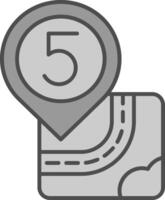Five Line Filled Greyscale Icon vector