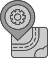Setting Line Filled Greyscale Icon vector