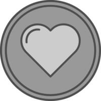 Heart Line Filled Greyscale Icon vector